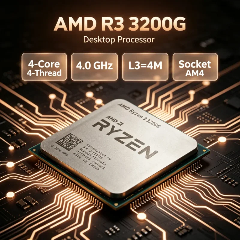 AMD Ryzen 3 3200G 4-Core 4-Thread 4.0 GHz DDR4 65W APU Socket AM4 Processor L3=4M R3 3200G for Gaming