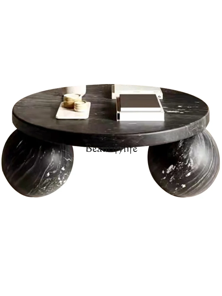 

Natural marble coffee table Modern simple wabi sand stone coffee table