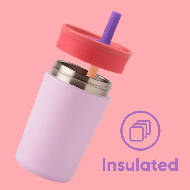 12OZ Creative Thermos Cup With Straw,Double Layer Stainless Steel Vacuum Flasks,Portable Coffee Mug Drinkware,Mini Water Cup