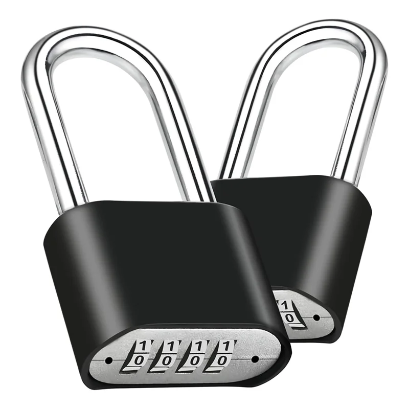 AA08-2Pcs Combination Lock, 4-Digit Heavy Duty Combo Lock, Combination Padlock Outdoor Waterproof Gate Locks For Fence