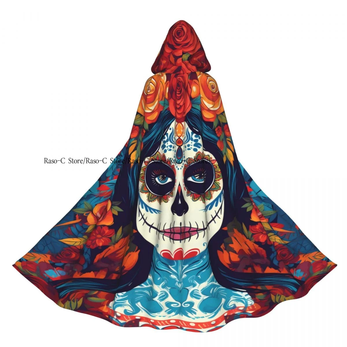 

Длинная накидка-плащ День мертвых Иллюстрация Плащ с капюшоном Пальто Осенние толстовки