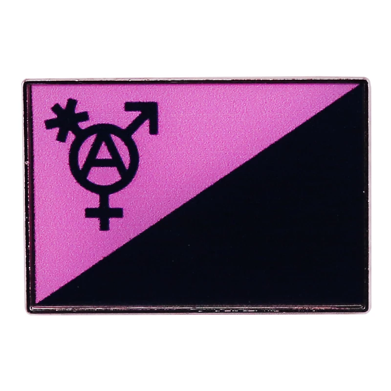 Queer Anarchist Transgender Anarchy Flag Enamel Pin Pink Black Badge Backpack Decoration Jewelry