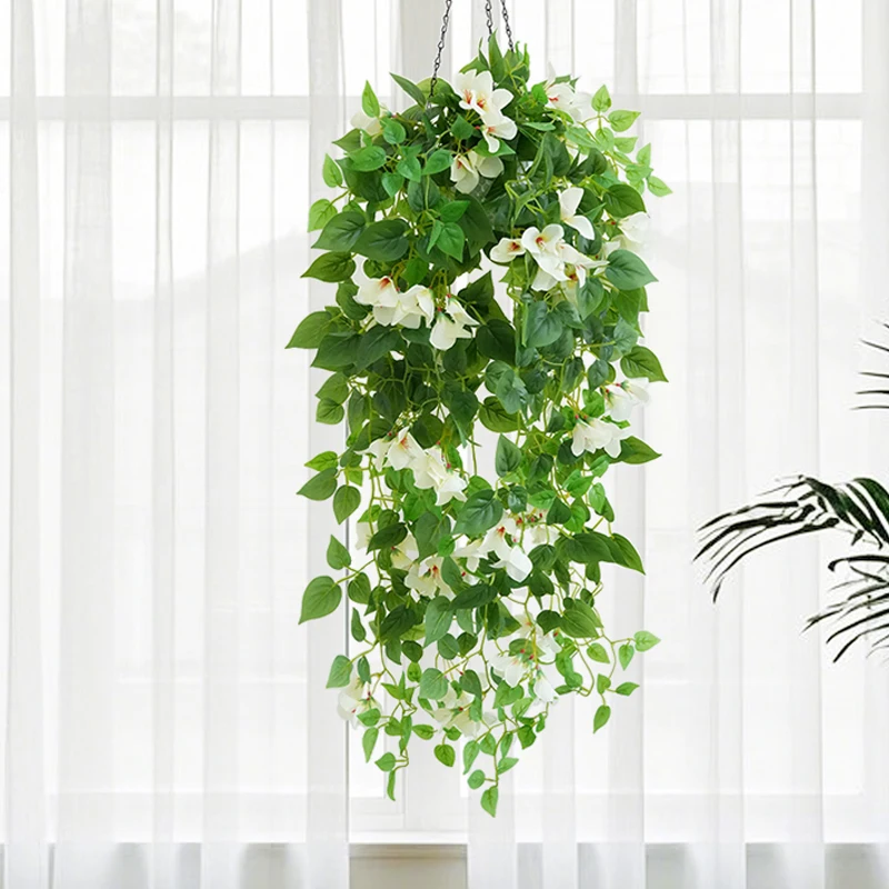 1Pc Artificial Faux Bougainvillea Flowers Plant for Outdoor Decoration Artificial Hanging Flowers Vines for Home Garden Decor