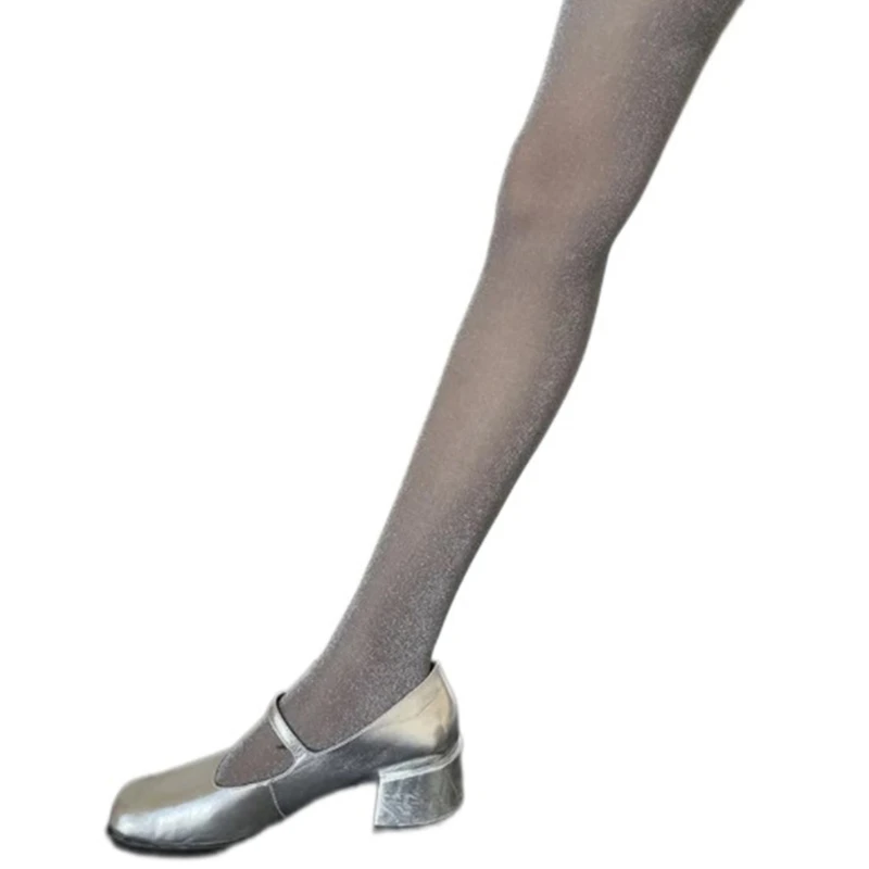 Womens Glitter Thin Silky Tights Shining Metallic Pantyhose with Control Top Parties Stockings Leggings