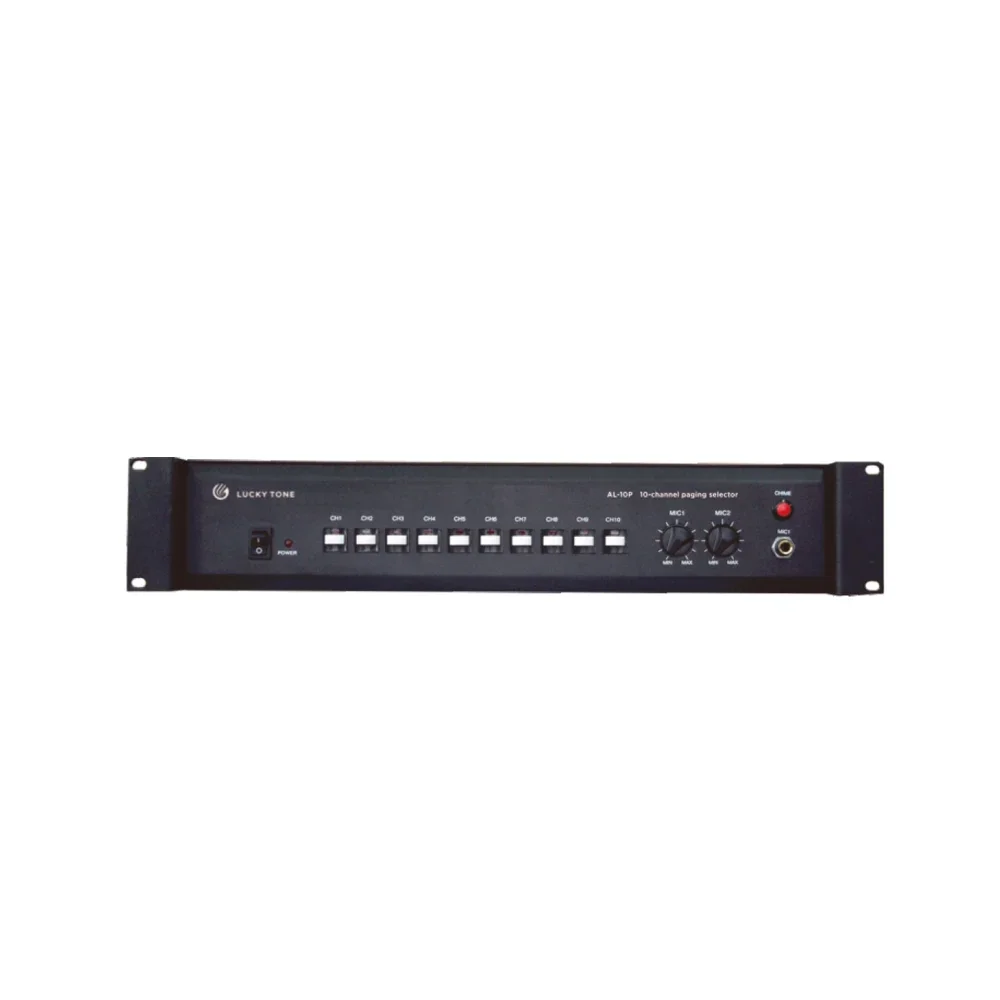 2U Standard Size Public Address System 10 Channel Zone Paging Selector with Built-in Chime