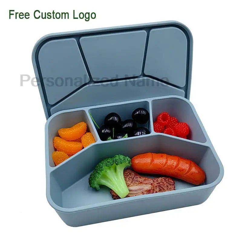 

Silicone Lunch Box With Interlayer Adult lunch Box Children's Lnch Box Lunch Food Container With 4 compartments Leakproof Purity