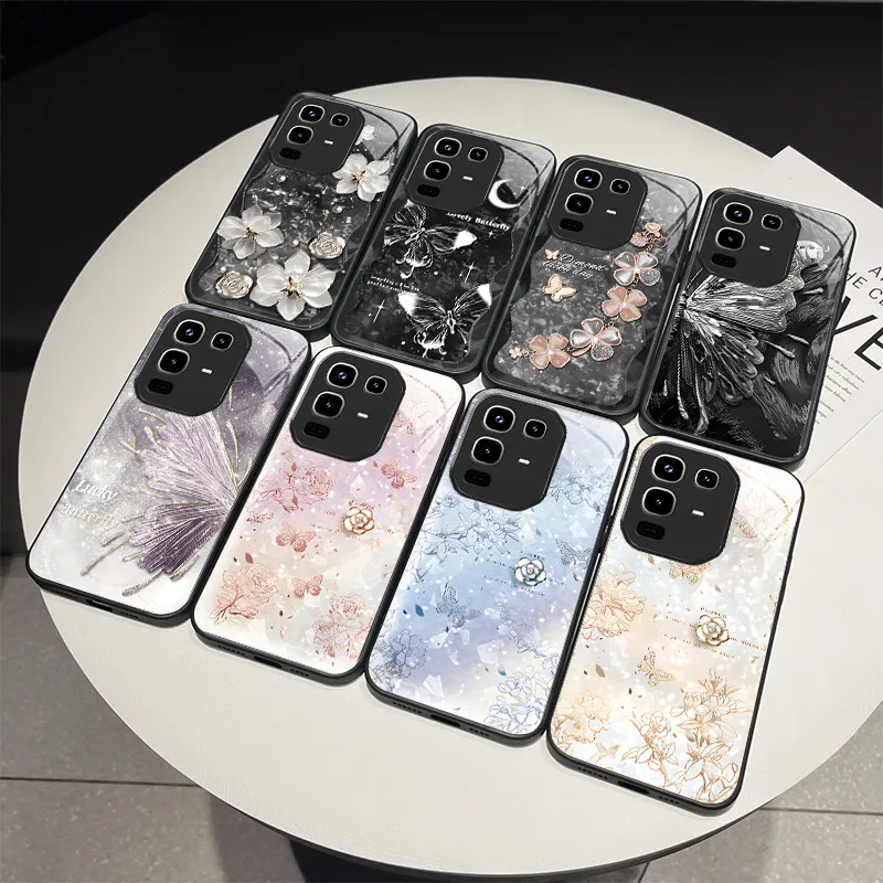 For Infinix Note 50 Pro Plus 50X 50S Note50 Pro+ Phone Casing Flower Butterfly Cover X6855 X6858 Fashion Tempered Glass Case