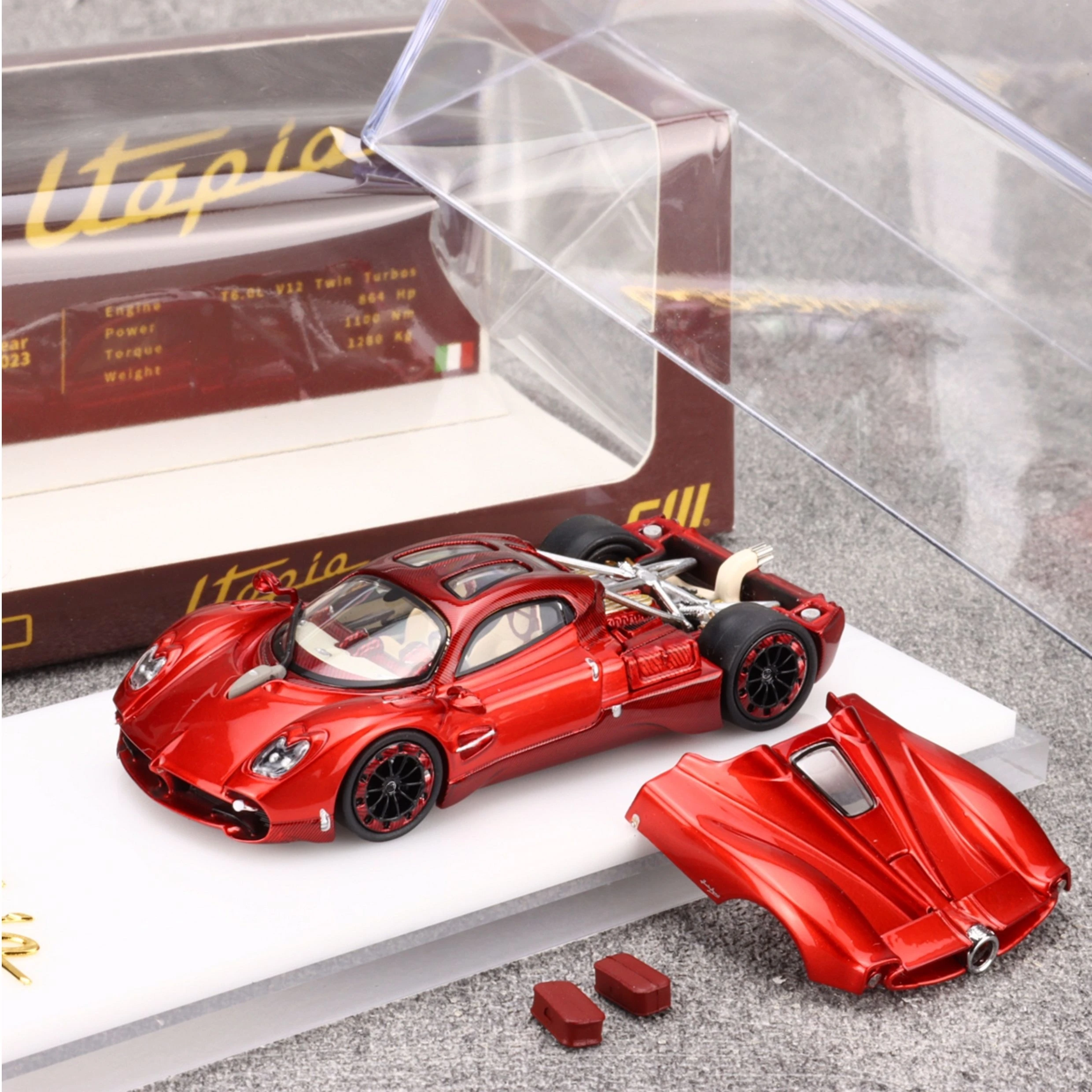 

CM 1:64 Utopia Metallic red New Year customization Diecast Model Car Limited edition