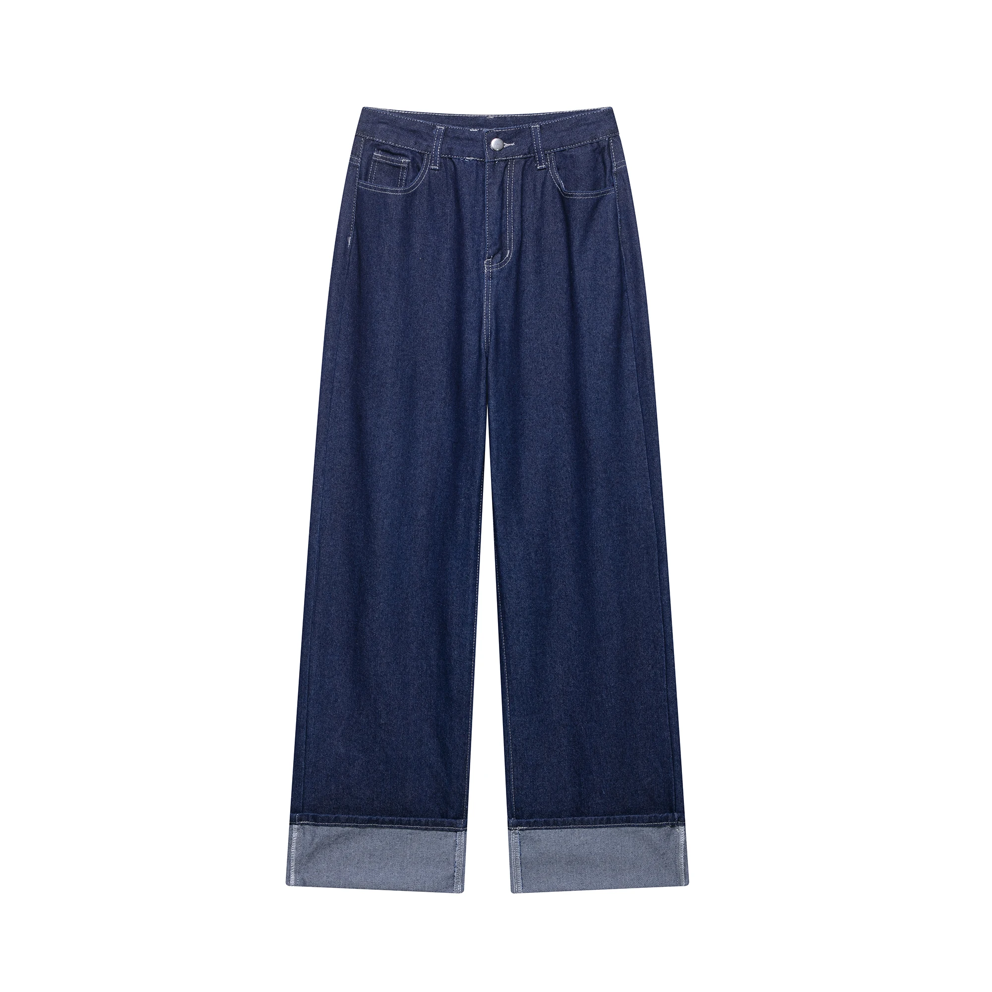 DUOPERI 2025 جديد الأزرق الدنيم 2 قطعة مجموعة طويلة الأكمام سترة وسراويل عالية الخصر عادية أنثى شيك Mujer بنطلون الدعاوى