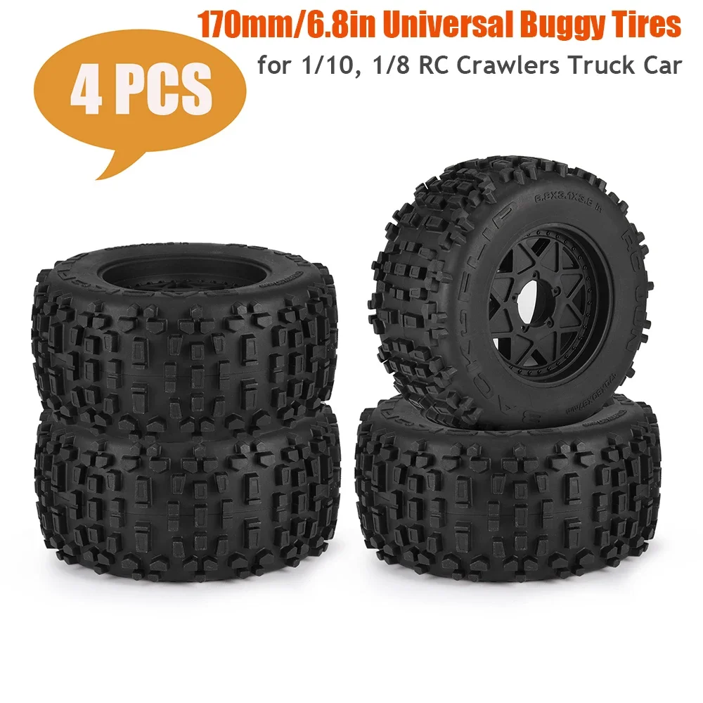 4Pcs 170mm 6.8inch Tires Set  RC Buggy Tires Wheels Universal for ARRMA Traxxas HPI TAMIYA Kyosho 1/8 1/10 RC Car Upgrade Parts