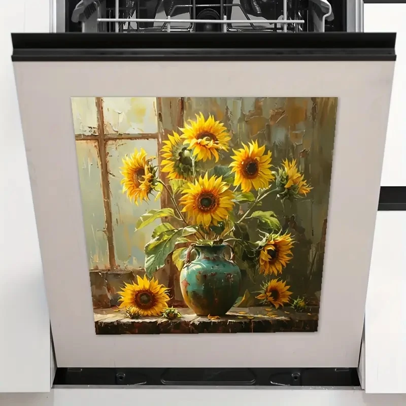 

MT1497# Sunflower Vinyl Wall Sticker, Self-Adhesive Kitchen and Living Room Decor Floral Theme Vinyl Car Decals