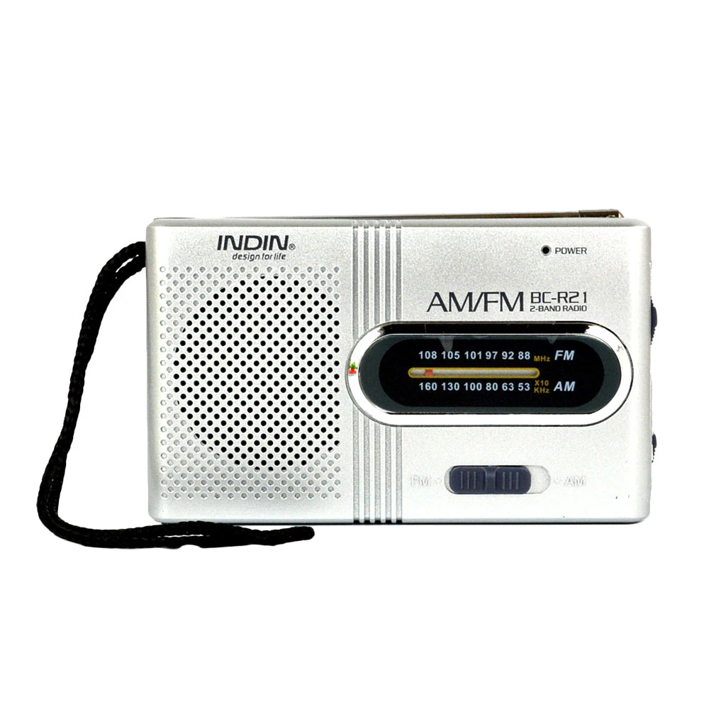 BC-R21 Portable AM FM Radio Receiver Player Built-in Speaker with a Standard 3.5MM Headphones Handheld Lightweight Ultra Thin