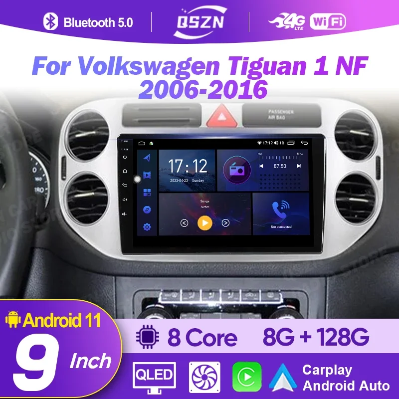 

For VW Volkswagen Tiguan 1 NF 2006 - 2016 2Din Android 12 Carplay Car Radio Multimidia Video Player Navigation GPS IPS Head Unit