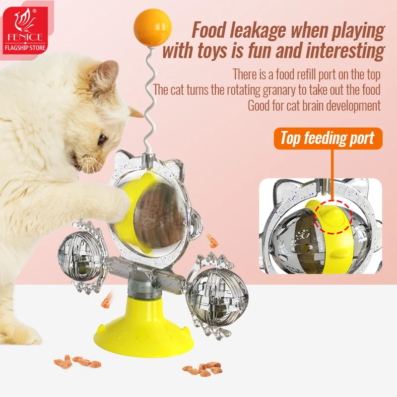 

Feeding Device Pet Windmill Turntable Food Leaking Dispenser Cat Fun Slow Food Toy Rotating Interactive Toy