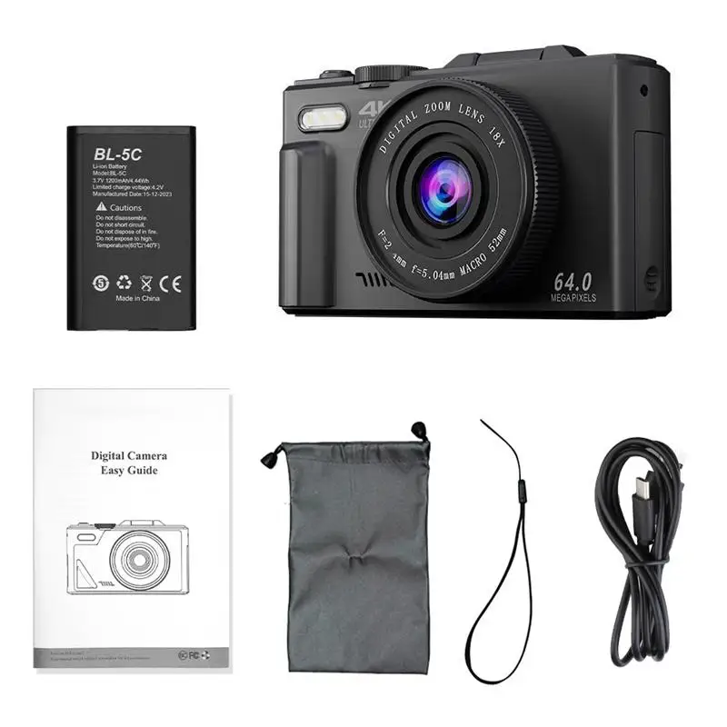 To Compact Digital Photography Camera 4K 18X Digital Zoom Vintage Vlog Video Recorder YouTube 180° Flip Screen Selfile WiFi Web