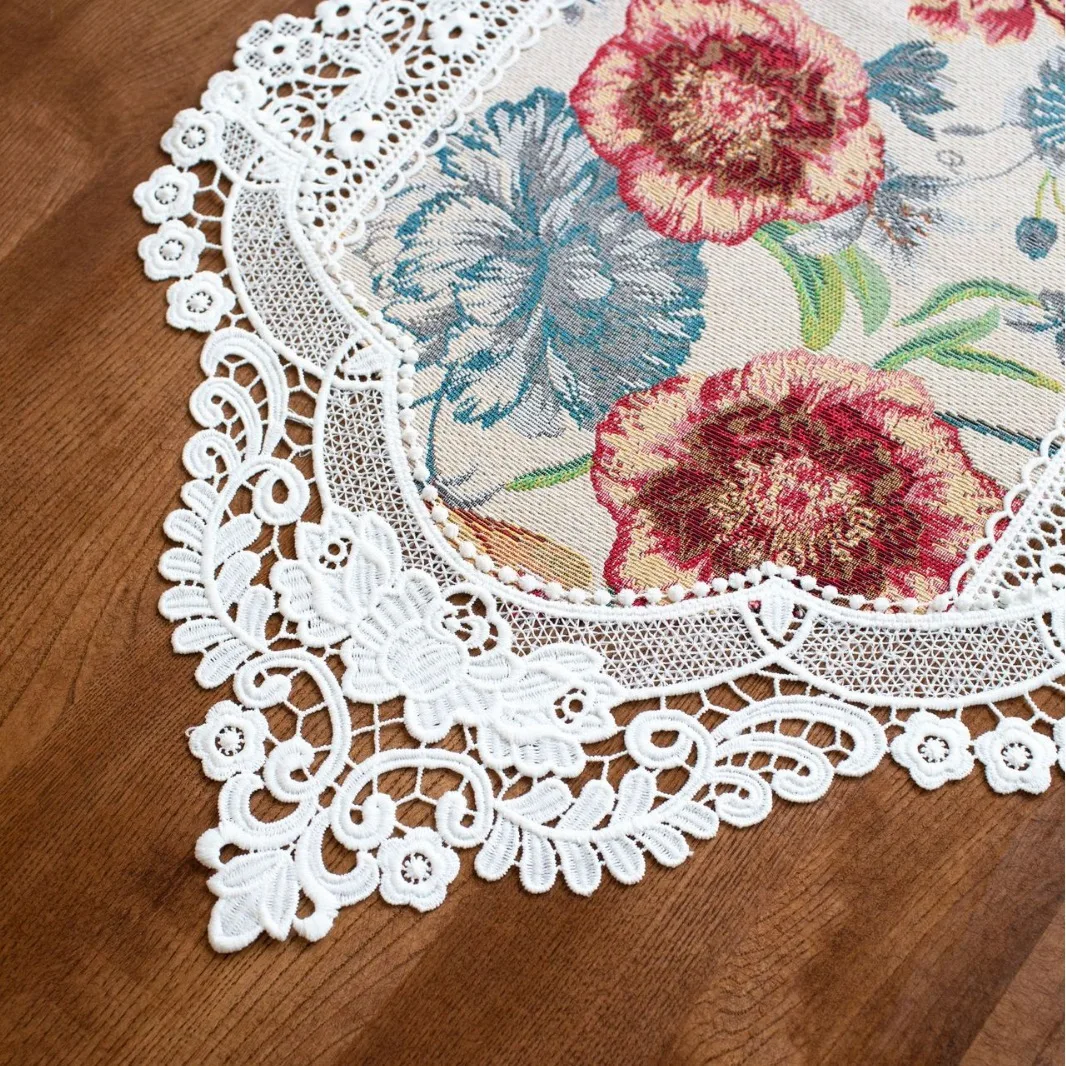 Pastoral Style Hollow Lace Tablecloth Cabinet Cover Towel Light Luxury Floral Table Runner For Home Kitchen Dining Table Decor 1