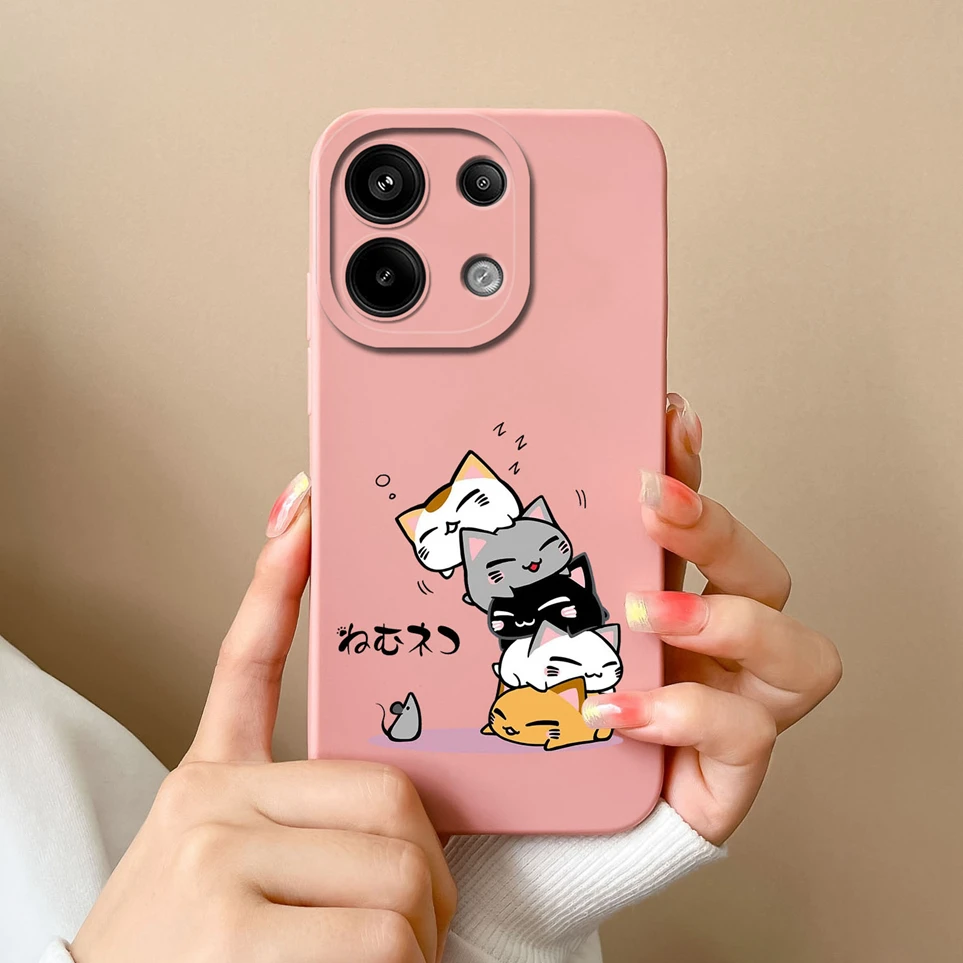 For Xiaomi Redmi Note 13 13 Pro 4G Funda Cute Milk Tea Bear Liquid Silicone Protective Coques For Note13 23117RA68G Phone Cases