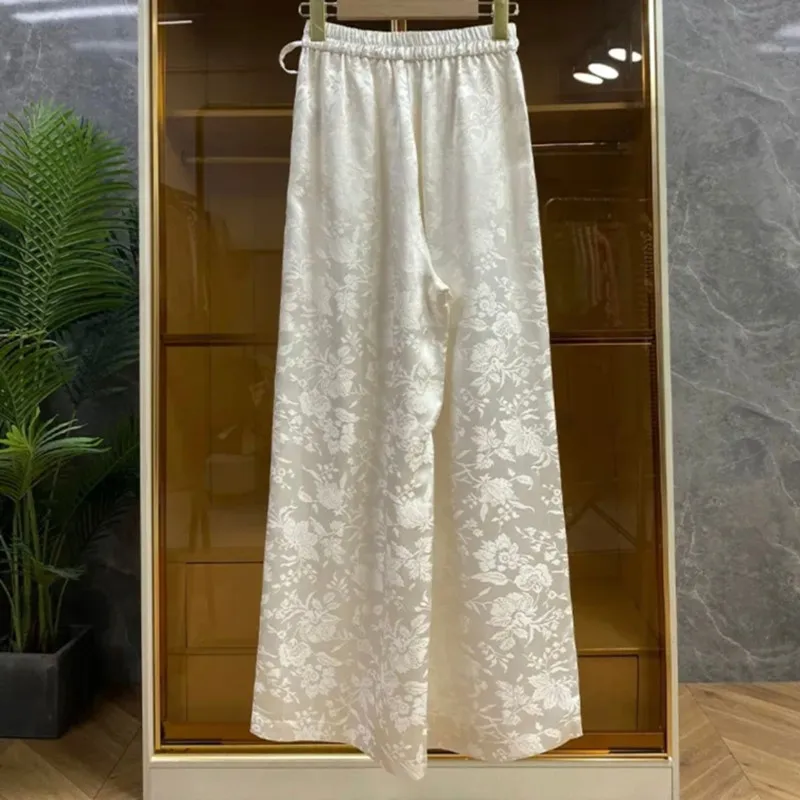 2025 Spring and Summer New Chinese Style Velvet Pants Loose Straight Leg Wide Leg Casual Pants
