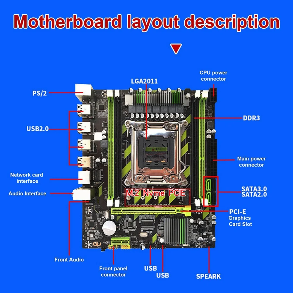 Płyta główna X79 + procesor E5 2650 + 2X8 GB DDR3 1600 MHz REG ECC RAM zestaw pamięci LGA 2011 M.2 NVME płyta główna