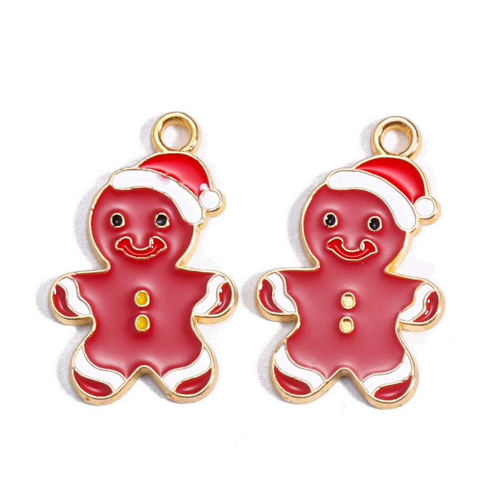 10 stücke Emaille Weihnachten Charms Weihnachten Elch Geschenk Schneemann Santa Claus Anhänger für DIY Halskette Ohrring Schmuck machen Accessoires – Detail 15