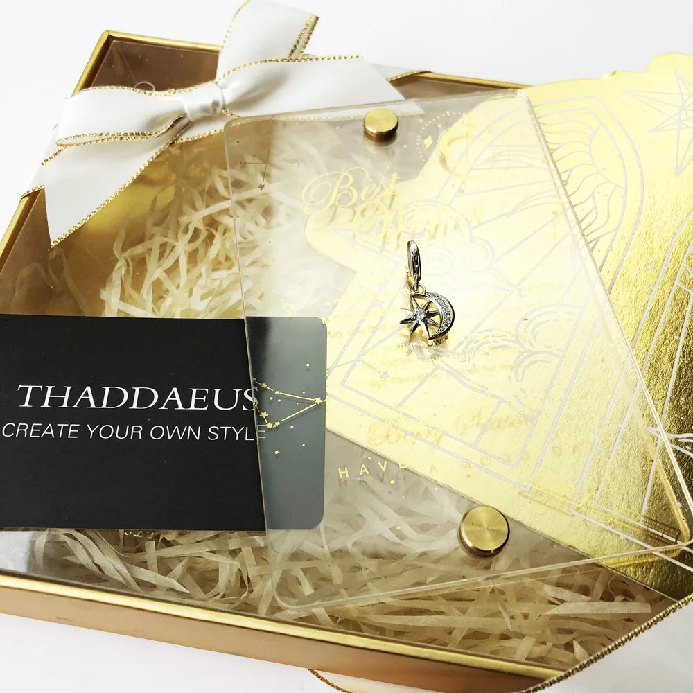 سحر قلادة نجمة وقمر جديد أوروبا نمط مجوهرات للنساء هدية عصرية في 925 الفضة الاسترليني #5