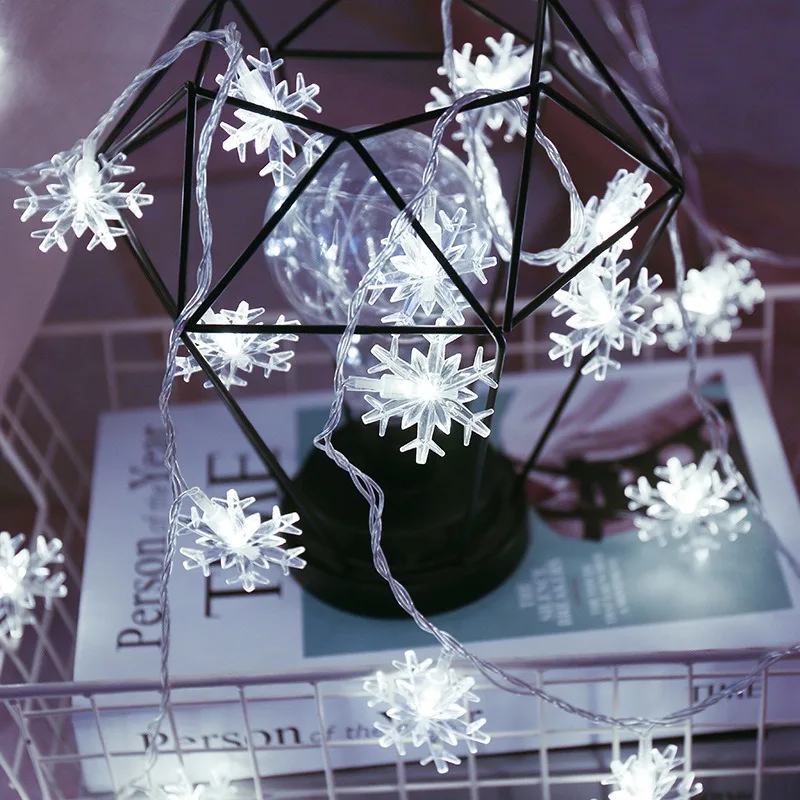 USB/Battrly Snowflake Lights String LED Festoon Light HalloweenTree Light Aesthetic Room Wedding Party Christmas Decor