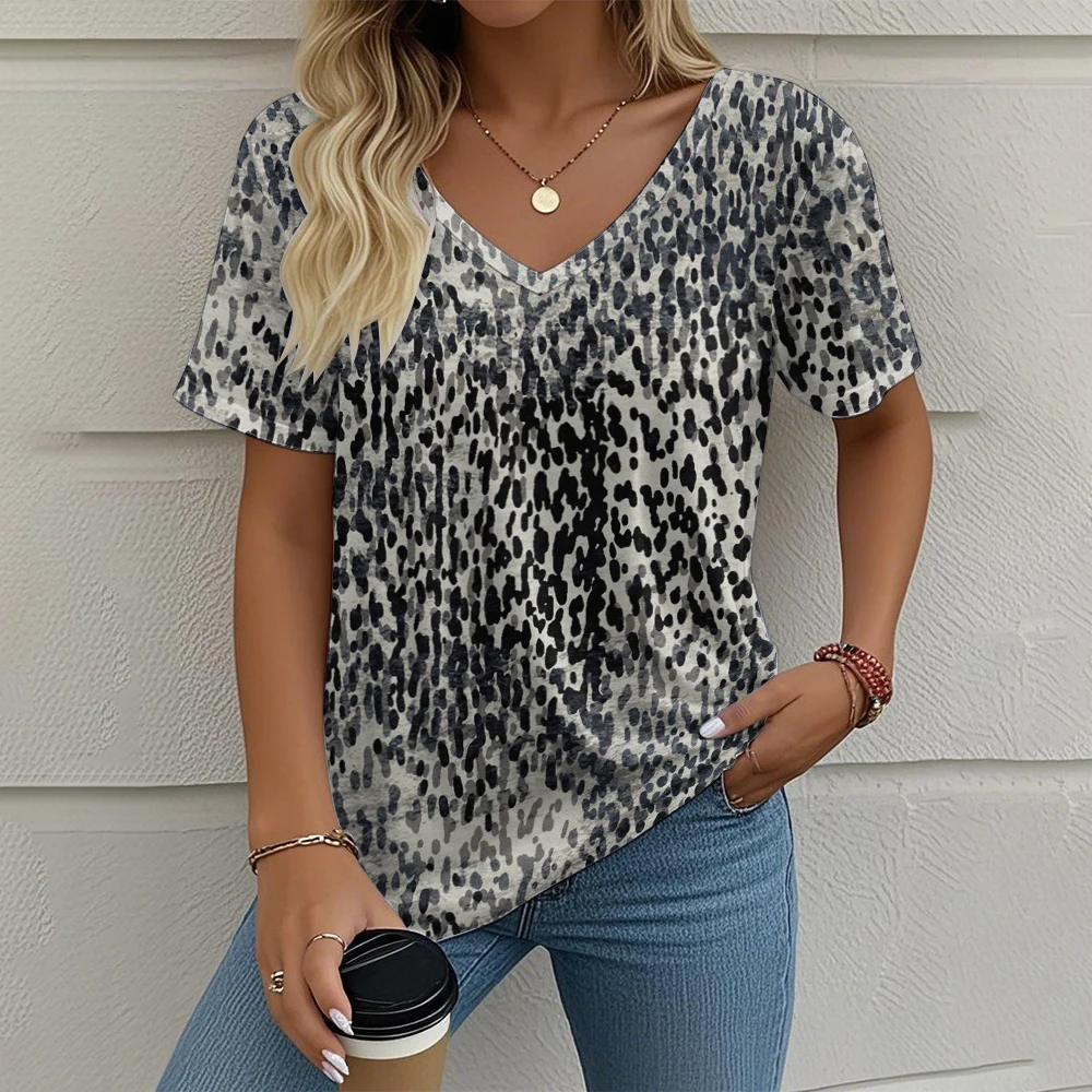 Funny 3D Print T Shirt For Women Fashion Trend Loose Girl Tops Casual Comfortable Female Clothing Summer V-neck Short Sleeve Tee