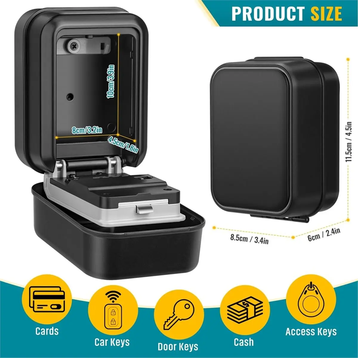 Budget-Friendly-Key Lock Box, Waterproof Wall Mount Lock Box for Keys with Code, 4 Digit Combination Lockbox for Home Garage B