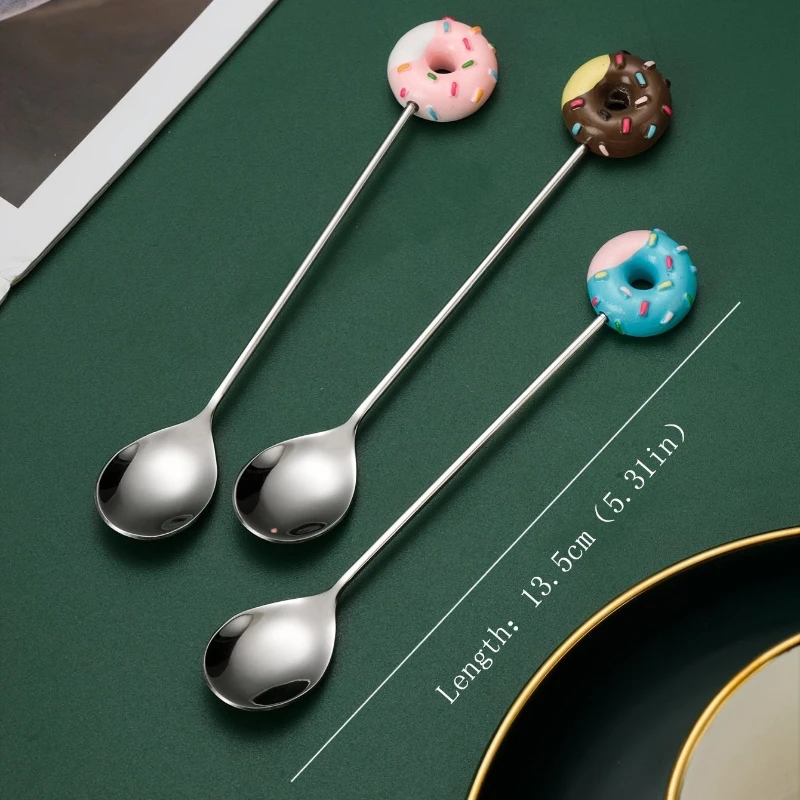 1pc creative donut spoon, coffee stirring spoon, lingerie spoon, randomly send colors