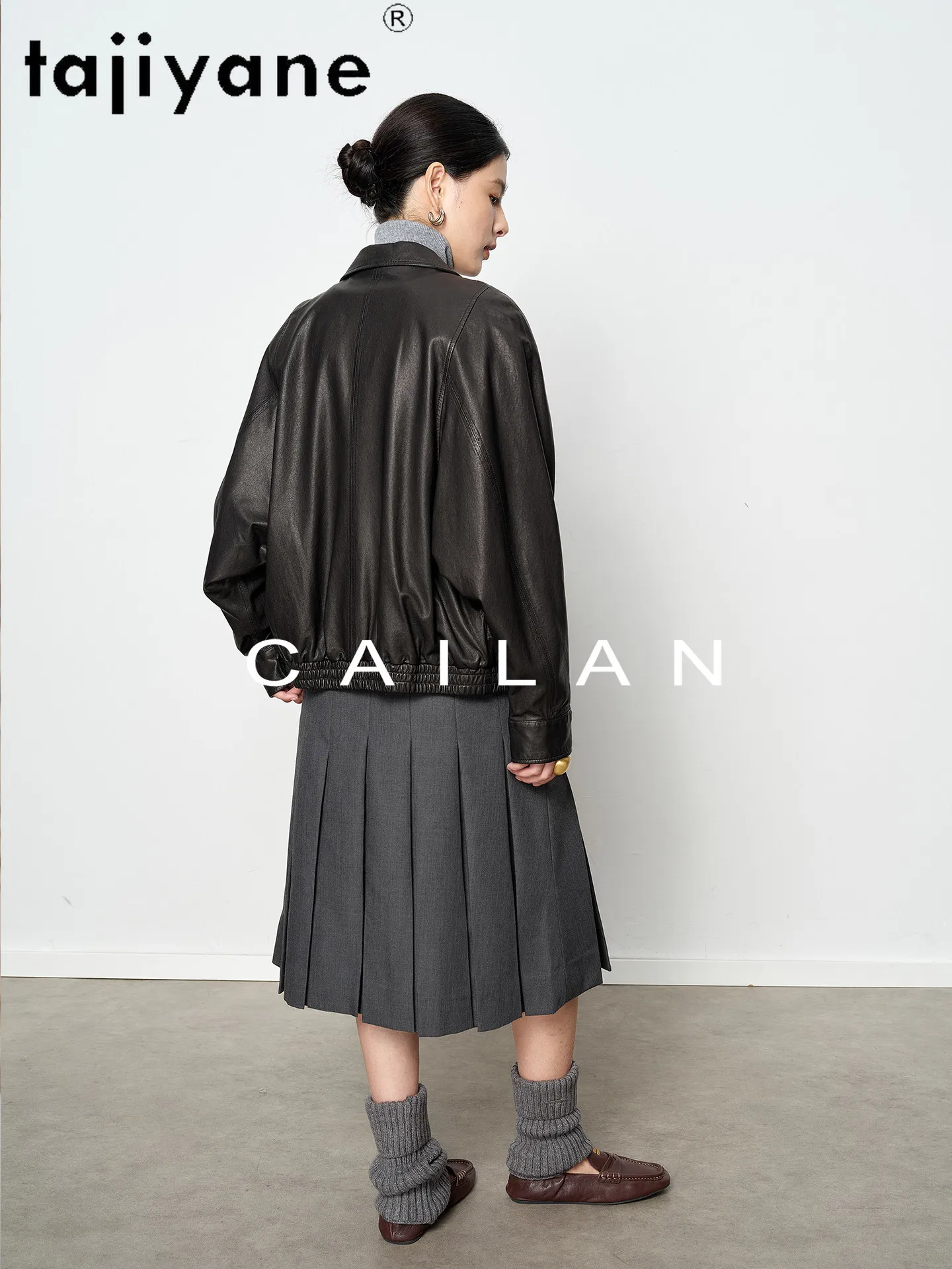 TAJIYANE 本物の羊革ジャケット ショート丈 本革ジャケット レディース おしゃれ 女性用コート 2025年秋服 кожаная куртка женская