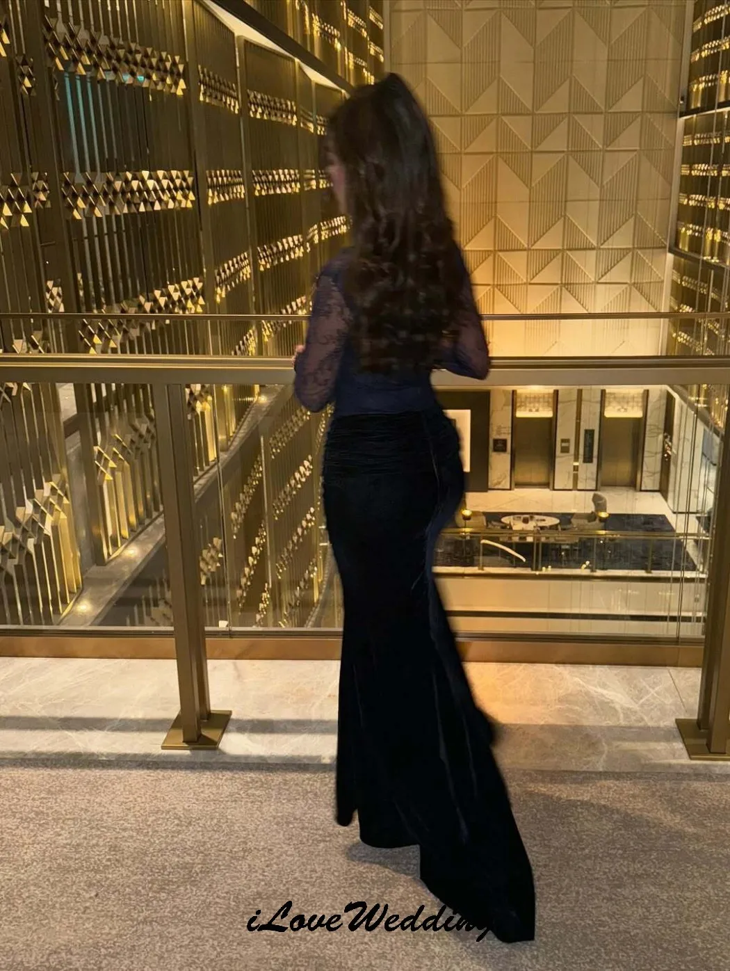 Azul marinho manga longa rendas vestidos de baile sereia sexy vestidos de noite vestidos formais vestido de festa de casamento para mulheres convidado personalizado