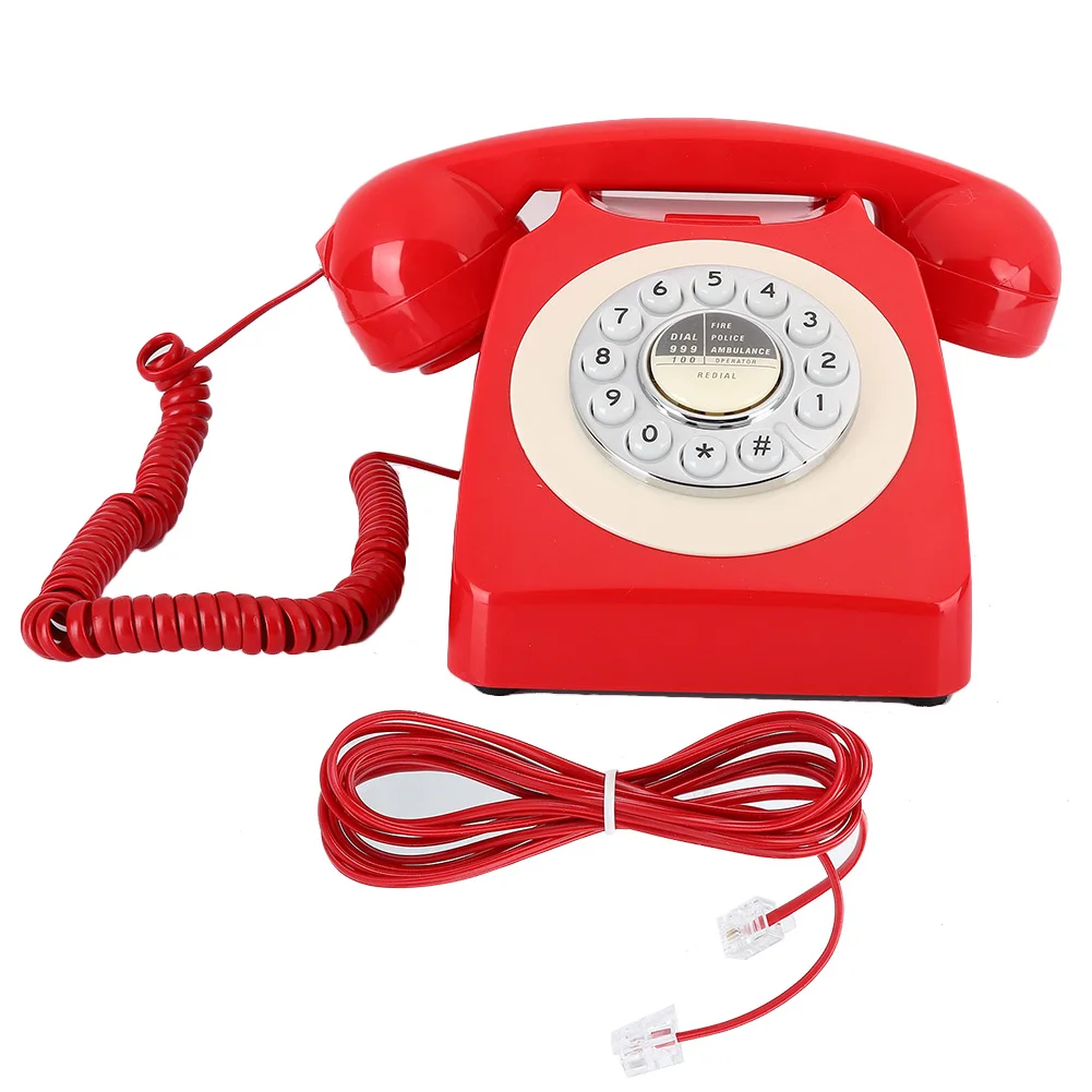Universal Retro Old Fashioned Vintage Antique Telephone Hotel Rotating Re‑Dial Handset Hand‑Free Landline Phone Desk Telephone