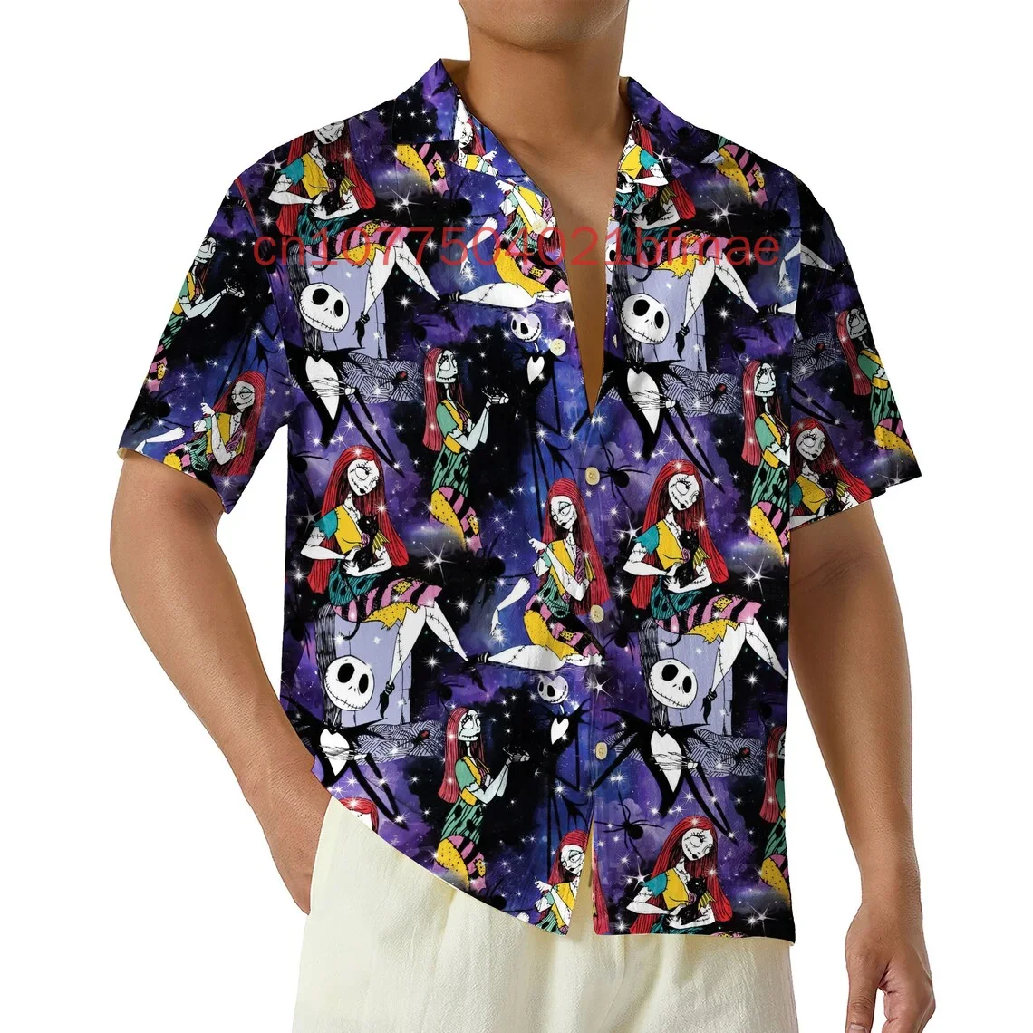 Nightmare Before Xmas Hawaiian Shirt, Jack and Sally Button Up Shirt, Halloween Party Couple Shirt