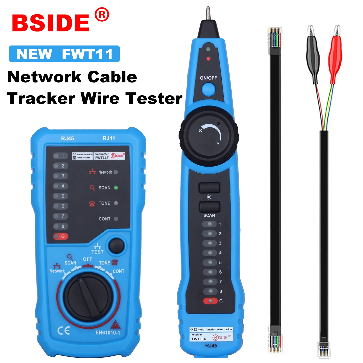 BSIDE FWT11 lokalizator kabli sieciowych Tester przewodów RJ11 RJ45 Cat5Cat6 Ethernet LAN detektor lokalizator linii lokalizator przewodów telefonicznych