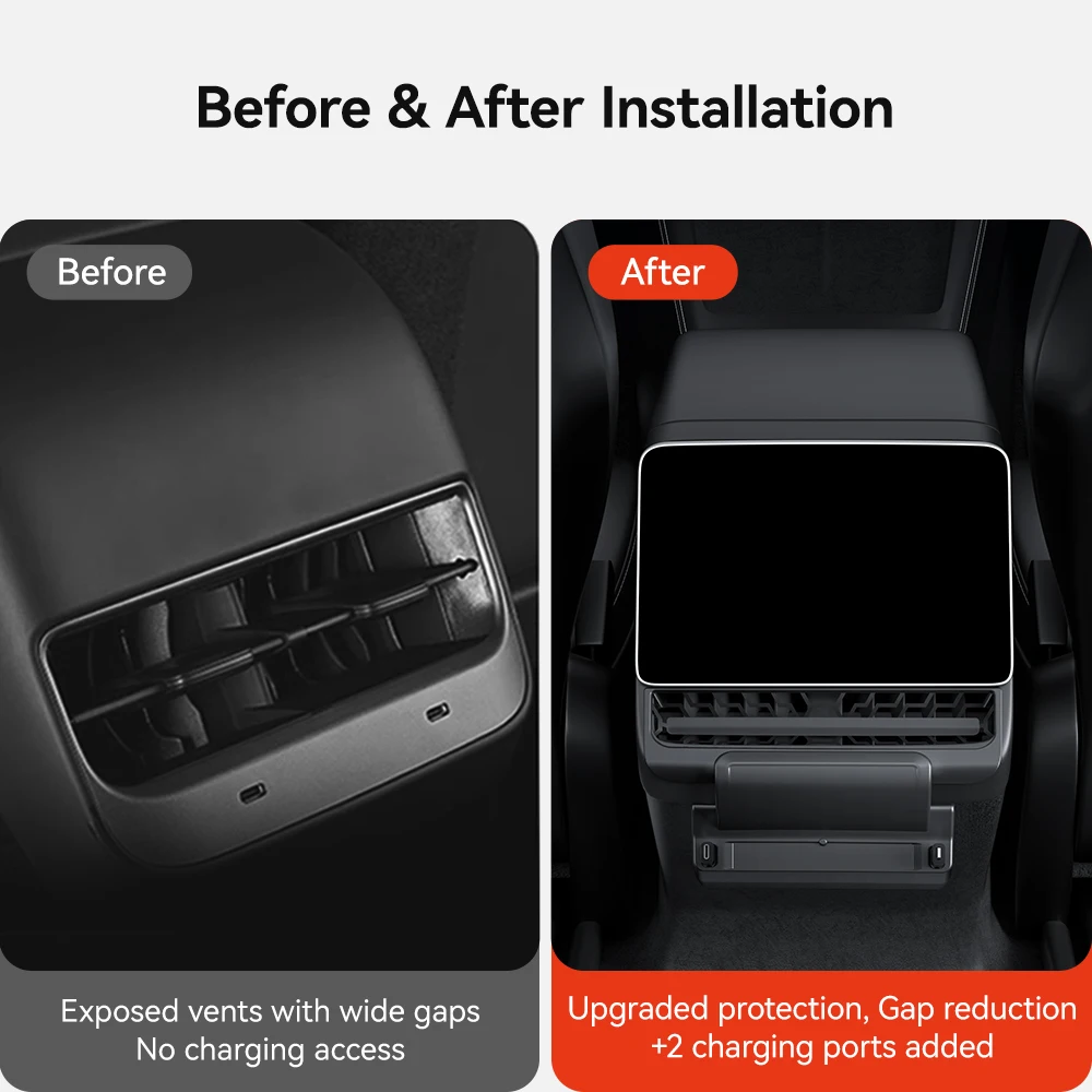 YZ ل تسلا نموذج Y العرعر نموذج 3 المرتفعات الخلفية تنفيس الهواء 27 واط شاحن سريع USB تحويلة محور مقسم الطاقة أبل نوع-C شاحن #3