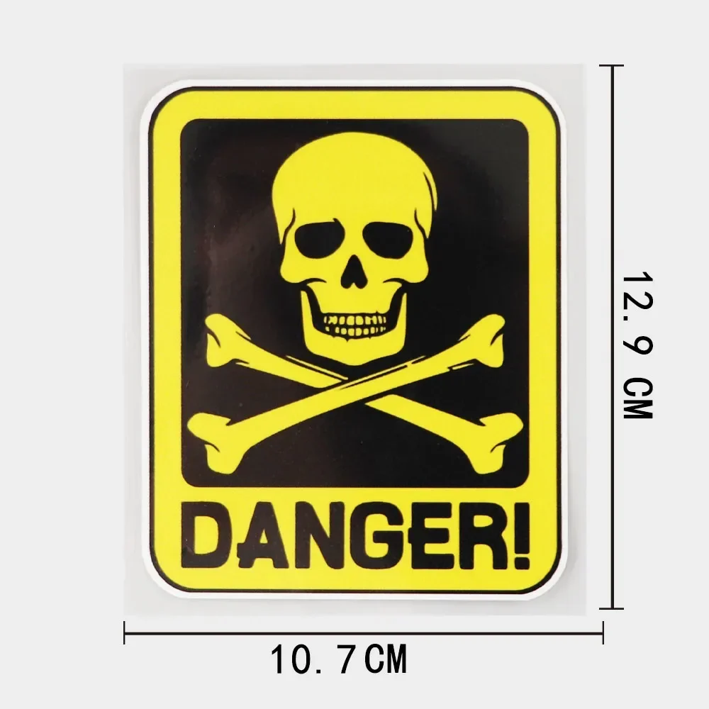 Danger Sign With Skull Symbol PVC Car Sticker Decal  10.7cm*12.9cm