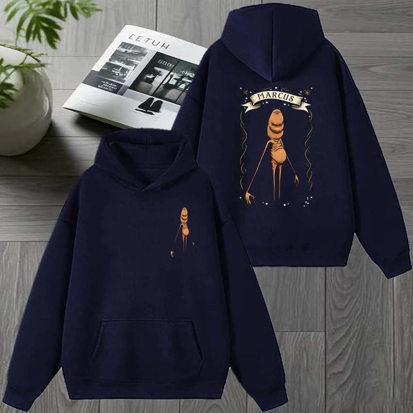 2025 جديد في harajuku marcus الدودة مزدوجة الوجهين طباعة هوديس الرجال النساء مضحك بلوزة من الصوف للجنسين بلوفرات شتوية غير رسمية