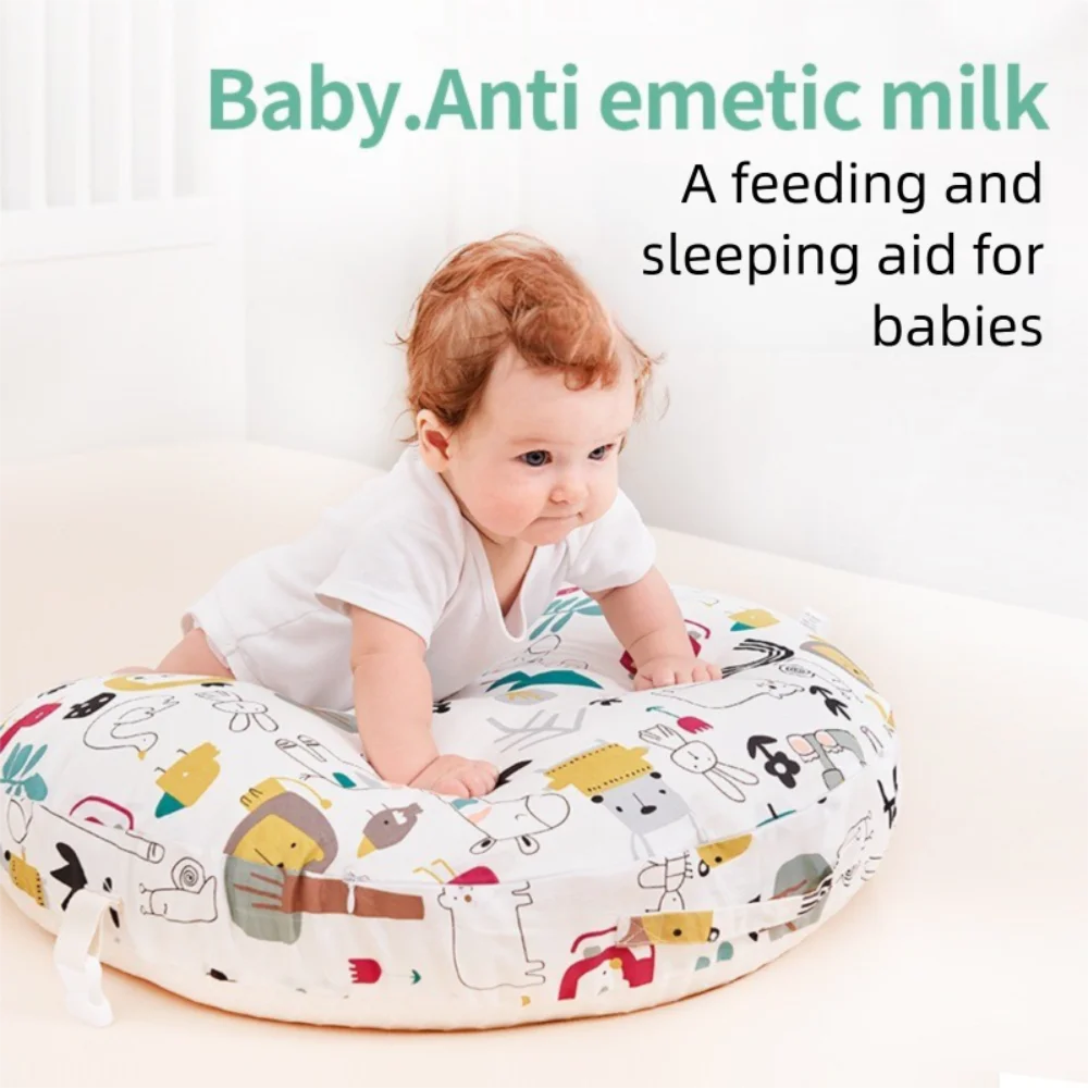 

Ergonomic Slope Newborn Baby Pillow Removable Cover Two-Sided Design Anti-spitting Milk Pillow Washable Cartoon Pattern