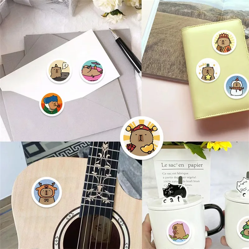 500PCS Cute Capybara Paper Labels Sticker Sealing DIY Kids Decoration Scrapbooking Korean Stationery Hand Accounting Supplies