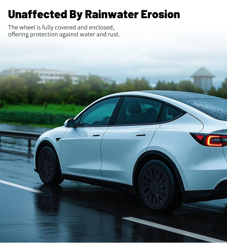Design für Tesla Model Y (2020-2024) 19-Zoll Blade-Style Radkappen Vollständige Abdeckung Radzierblenden Auto-Ersatzteile (4 Stück) – Detail 8