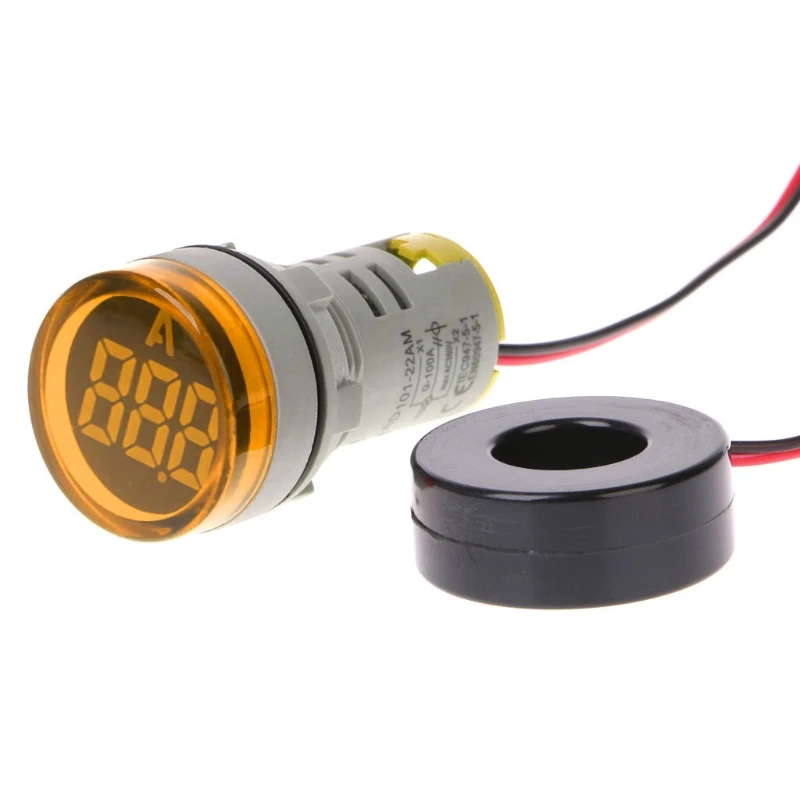 Amperímetro digital 22mm 0-100a, indicador medidor corrente, lâmpada led, luz sinal redonda, envio direto