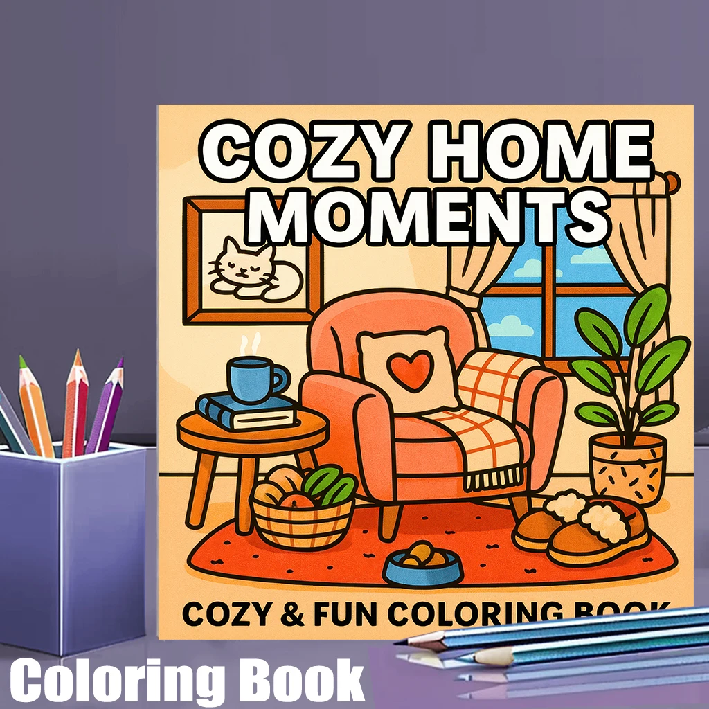 

28 Pages Home Moments Coloring Book for Adult Stress Reduction | Colouring Book for Stress Relief and Mood Reduction Valentine