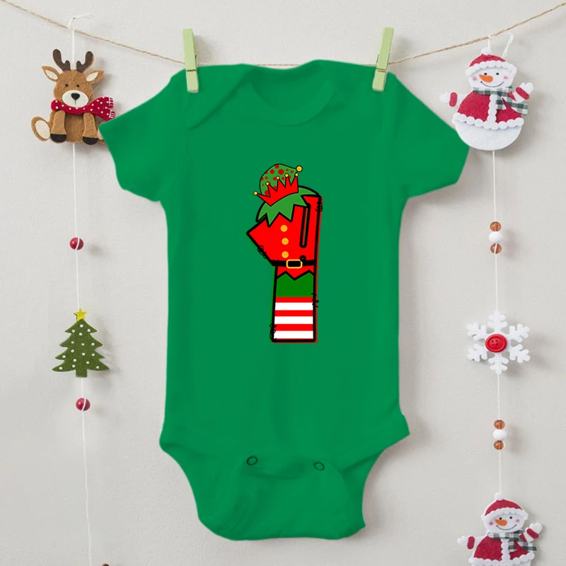 Kawaii Christmas Number 1-9 Birth Month Baby Bodysuits Cotton Short Sleeve Newborn Romper Xmas Gift Party Jumpsuits For Boy Girl