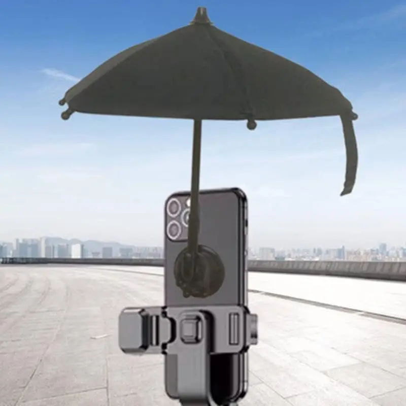 Phone Umbrella Suction Cup Stand – Umbrella for Phone with Universal Adjustable Piggy Phone Holder, Phone Umbrella for Sun, Outd