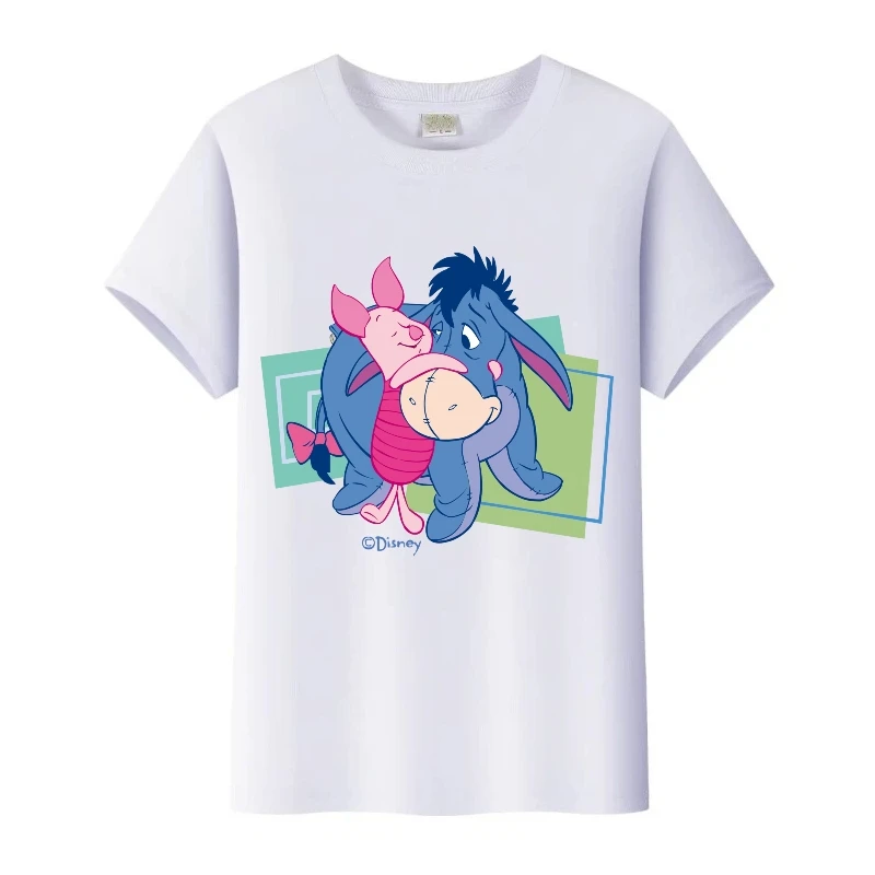لطيف ديزني ويني ذا بوه تيجر طباعة المتضخم تيز س الرقبة بلوزة 90s النساء التي شيرت الأطفال تي شيرت الأسرة الملابس الرجال بلايز