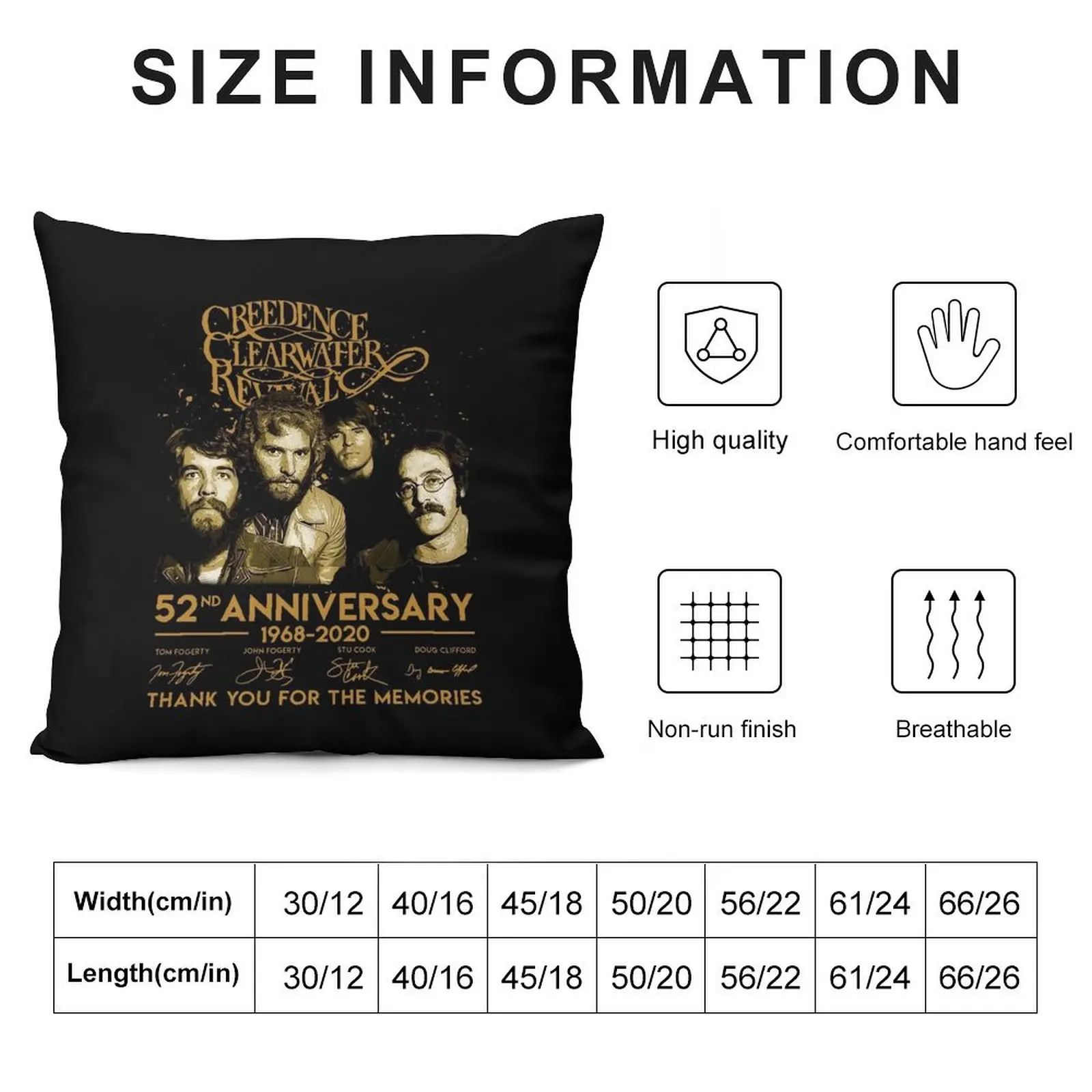 52 Years Creedence Clearwater Revival Throw Pillow Christmas Pillows Luxury Pillow Case pillow