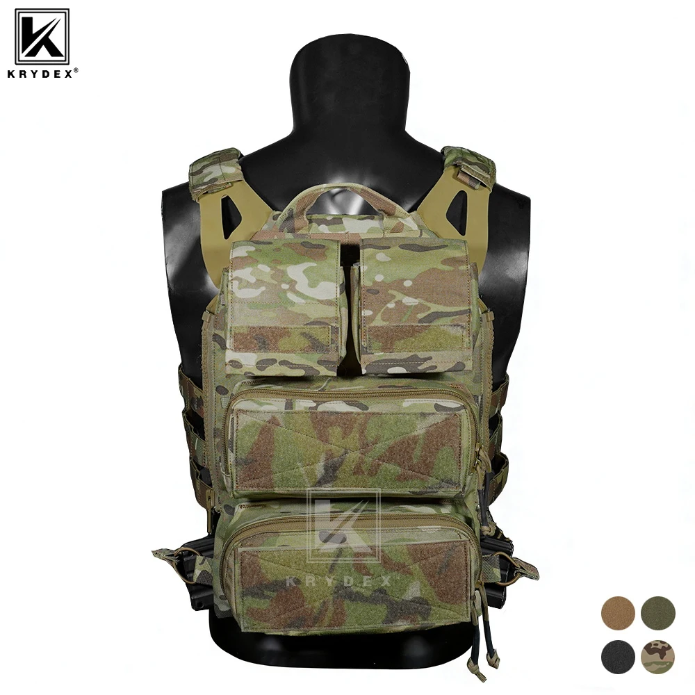 KRYDEX Tactical Zip On Molle Back Panel Backpack Modular Pouch Bag With Mag Pouch for Plate Carrier AVS JPC2.0 CPC NCPC Vest