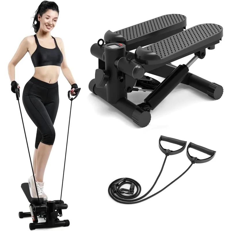 Stair Stepper with Resistance Bands, Mini Stepper with 300LBS Loading Capacity, Hydraulic Fitness Stepper