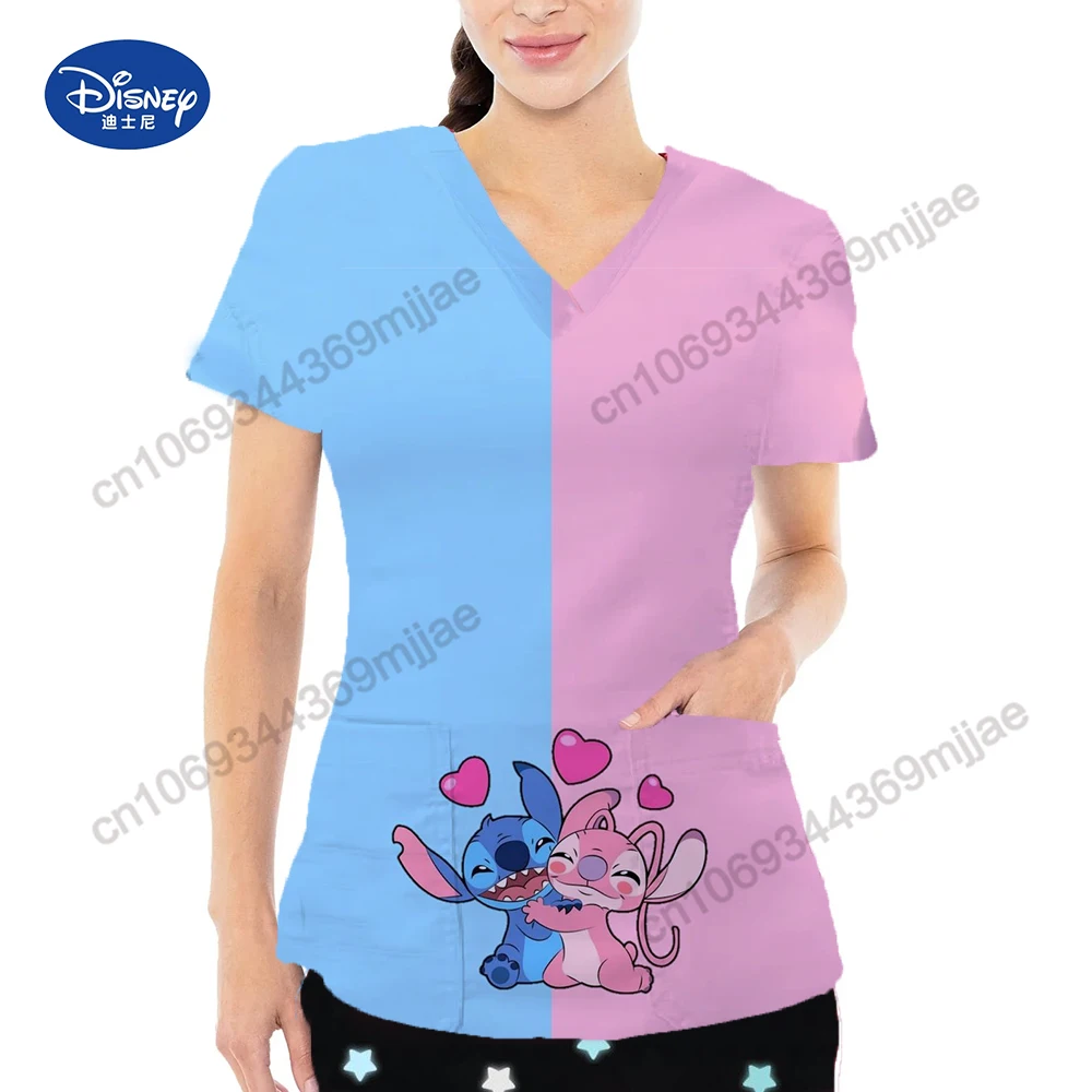 Pocket T Shirt for Women Clothes for Woman V-neck Top Summer Blouses Woman 2024 Cartoon Women's T-shirts Japanese Y2k Girl Yk2