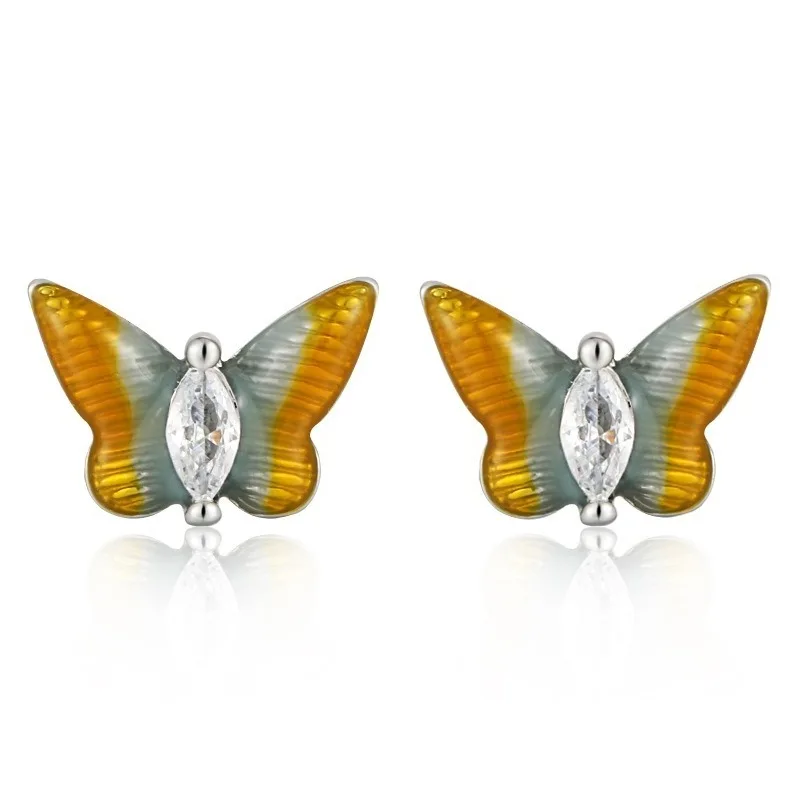 

Elegant Color Gradient Butterfly Stud Earrings Sweet-Cool Earring Inlaid Rhinestone Women Casual Daily Fashion Jewelry Accessory